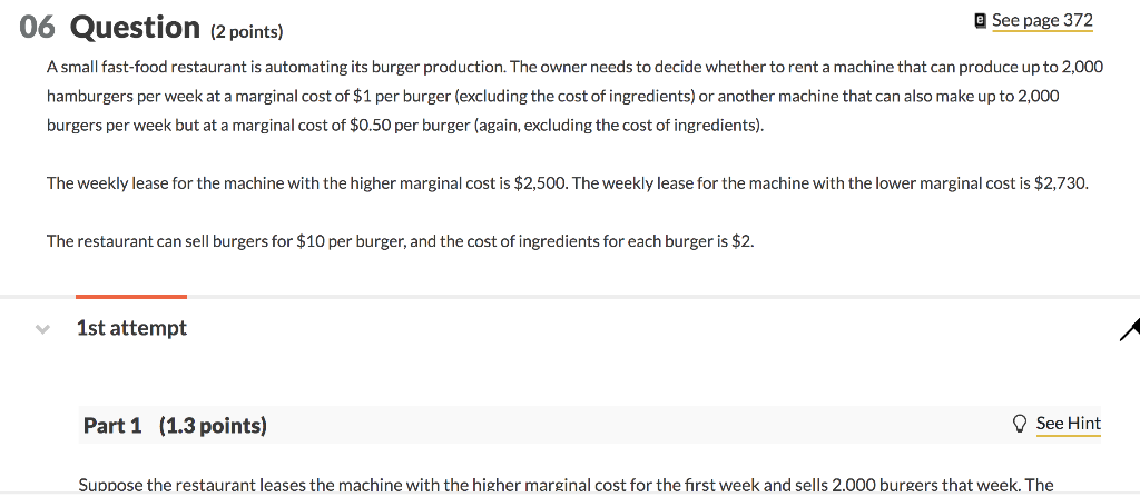 Solved 06 Question (2 points) @ See page 372 A small | Chegg.com