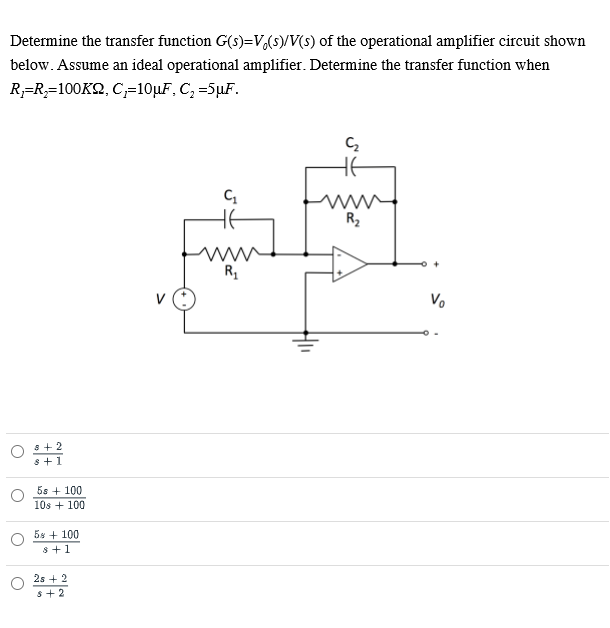 Solved Determine the transfer function G(S)=V_(s)/V(s) of | Chegg.com