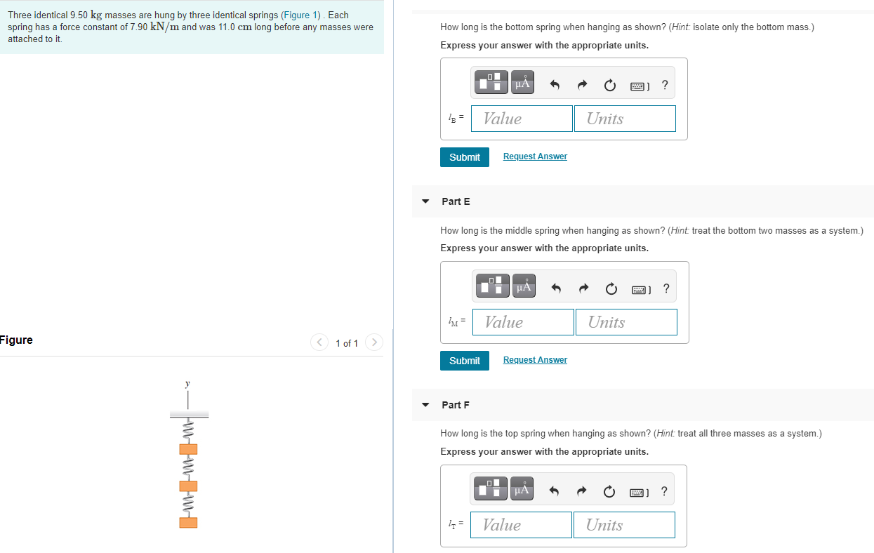 Solved Three identical 9.50 kg masses are hung by three