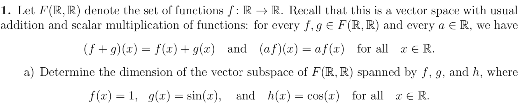 Solved 1 Let F R R Denote The Set Of Functions F R → R