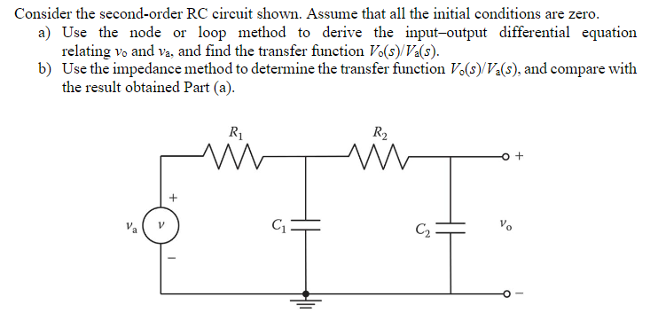 Solved Consider The Second Order Rc Circuit Shown Assume Chegg Com