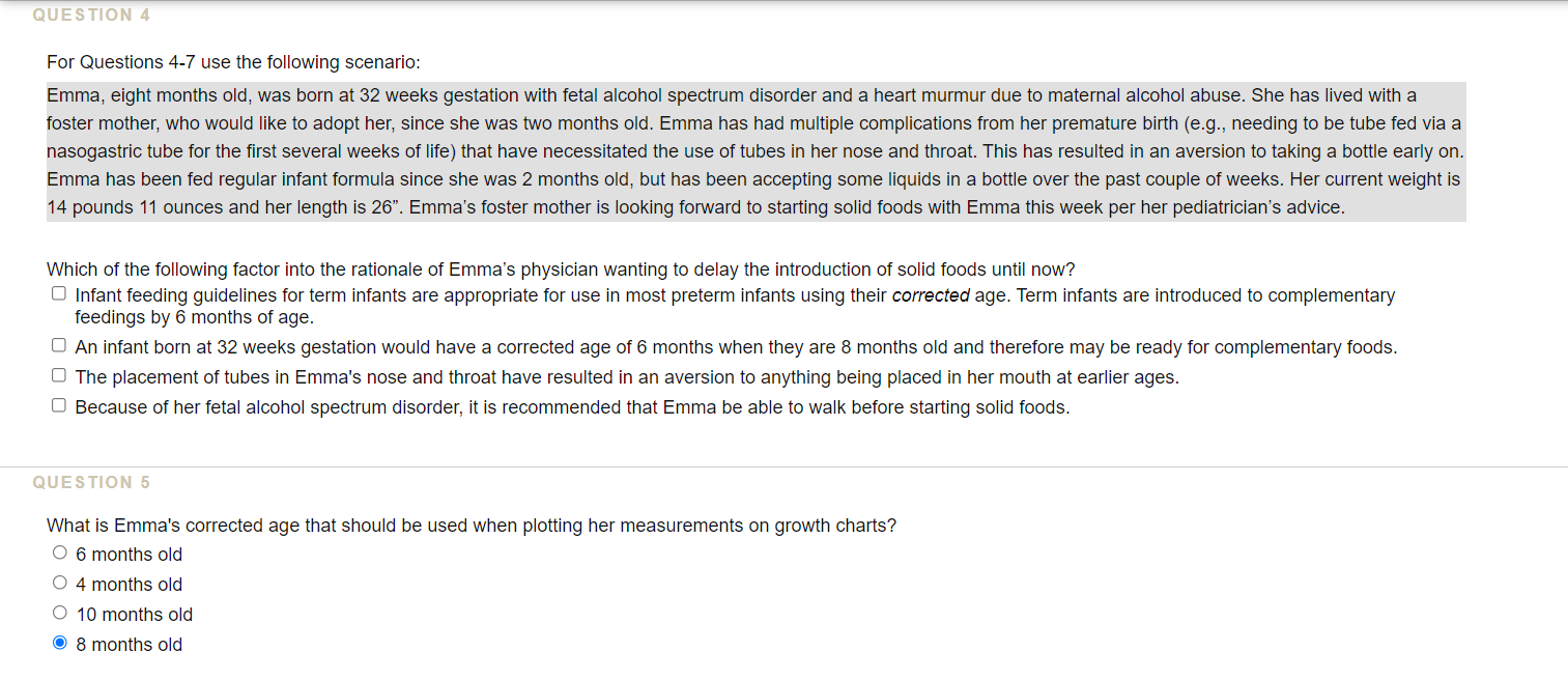 Solved QUESTION 4 For Questions 4-7 use the following | Chegg.com