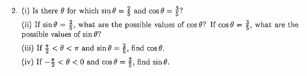 Solved }, what are the 2. (i) Is there for which sin 8 = and | Chegg.com