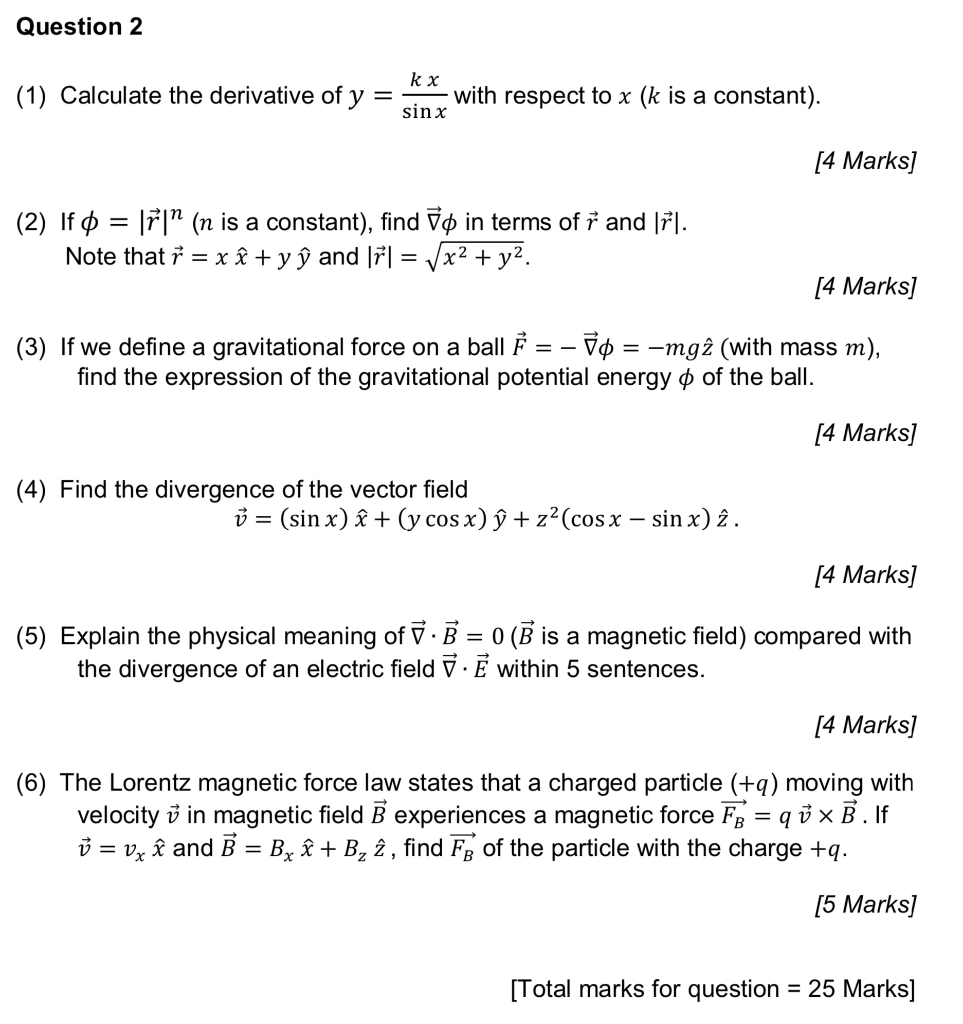 Solved Question 2 Kx 1 Calculate The Derivative Of Y Chegg Com