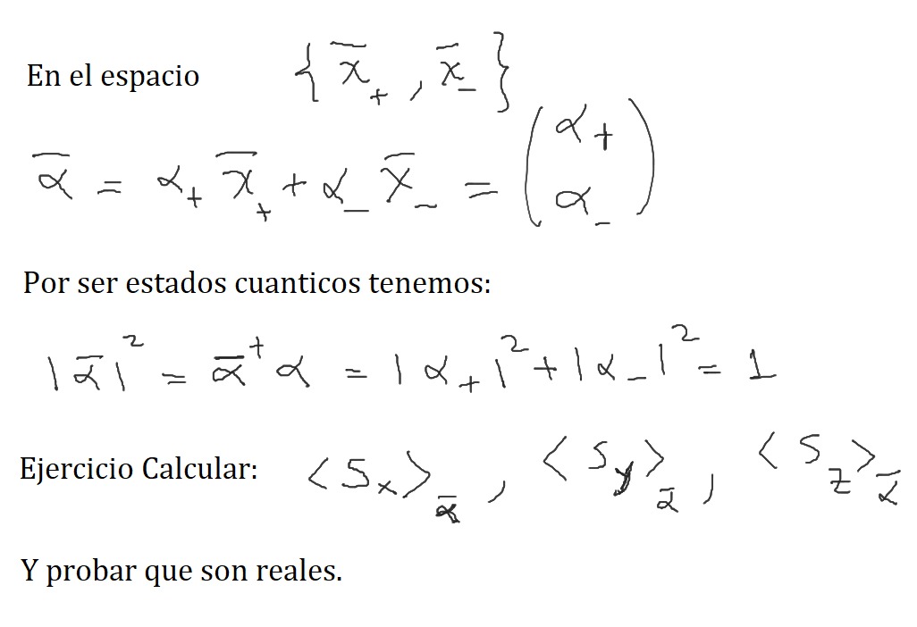 En el espacio \( \quad\left\{\bar{x}_{+}, \bar{x}_{-}\right\} \) \[ \bar{\alpha}=\alpha_{+} \bar{x}_{+}+\alpha_{-} \bar{x}_{-