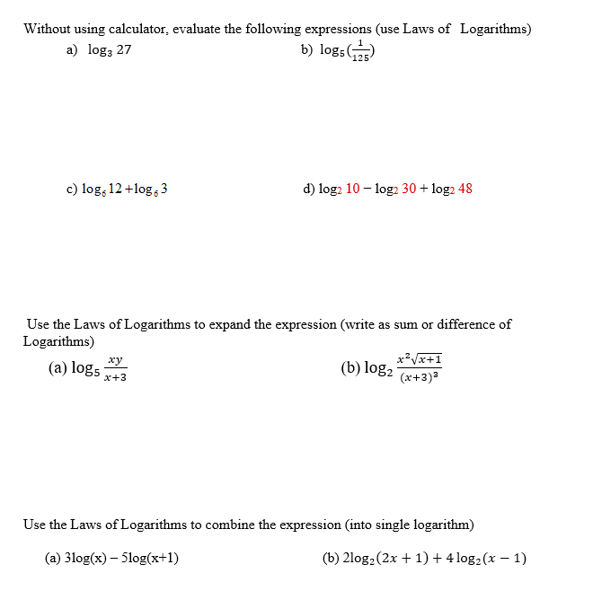 Solved Evaluate without using calcular.to (3 1) logg, 3