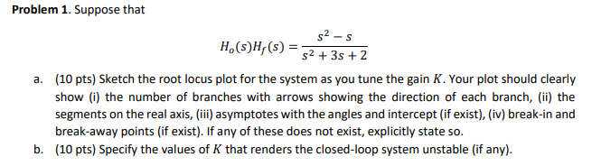 Solved Problem 1. Suppose that (10 pts) Sketch the root | Chegg.com