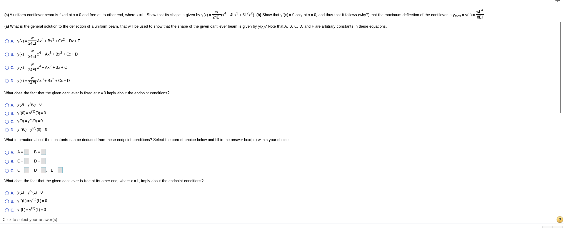A A Uniform Cantilever Beam Is Fixed At X 0 And Chegg Com