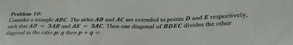 Solved Problem 10: Consider a triangle ABC. The sides AB and | Chegg.com