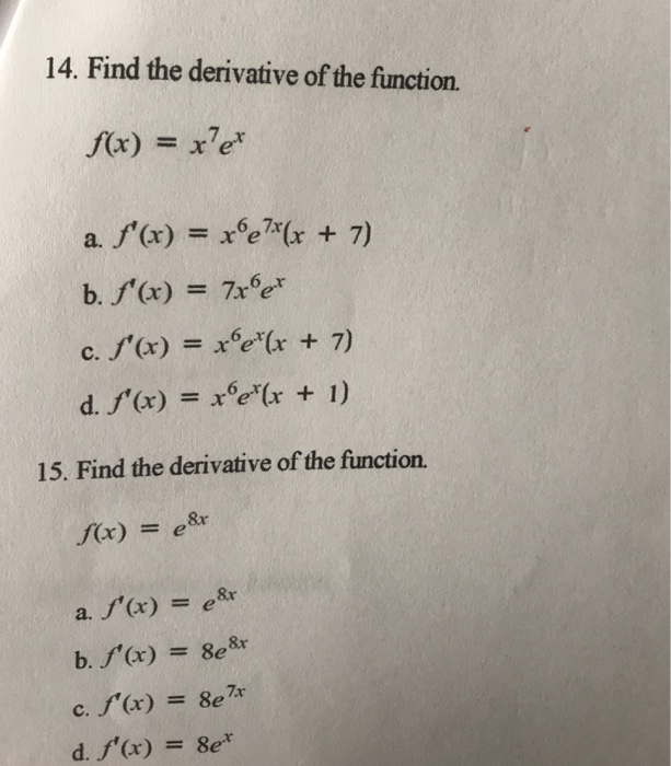 solved-14-find-the-derivative-of-the-function-f-x-xe-chegg