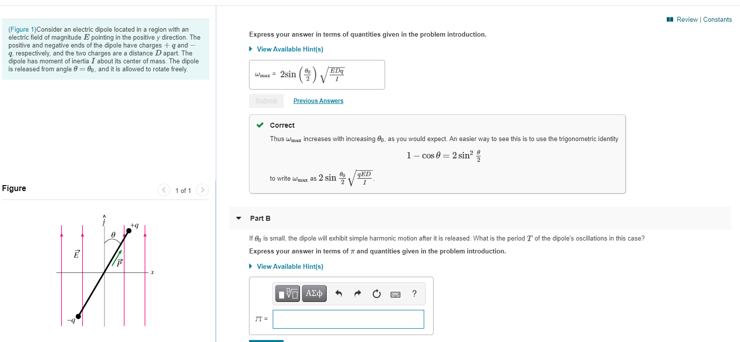 Solved A Review Constants Express Your Answer In Terms Of 