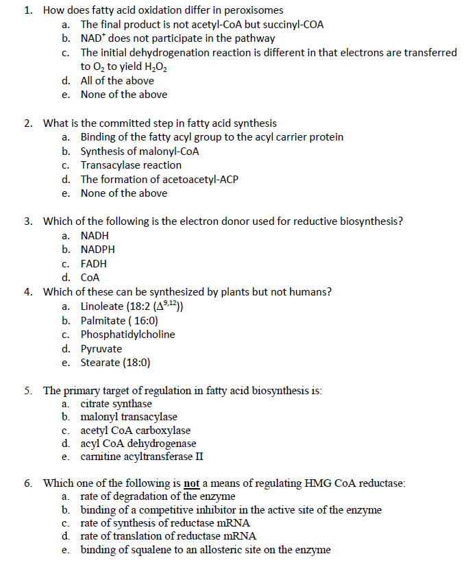 Solved 1. How does fatty acid oxidation differ in | Chegg.com