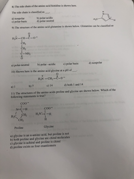 Solved 12) Shown here is the amino acid glycine at a pH of