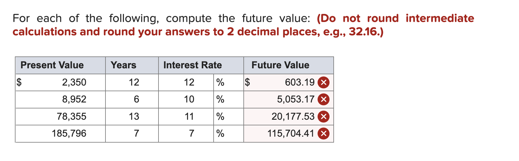 Solved For each of the following, compute the future value: | Chegg.com