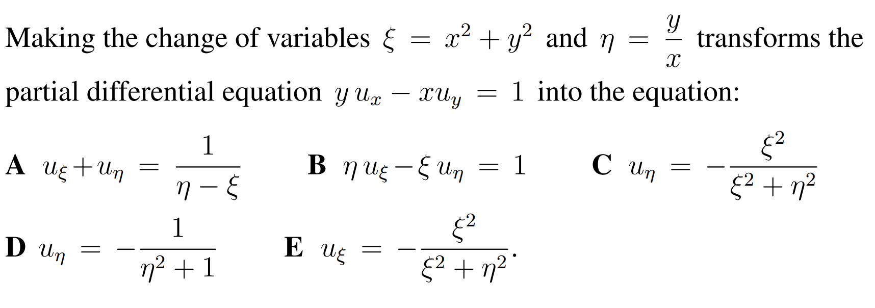 Solved Making The Change Of Variables X2 Y2 And N Chegg Com