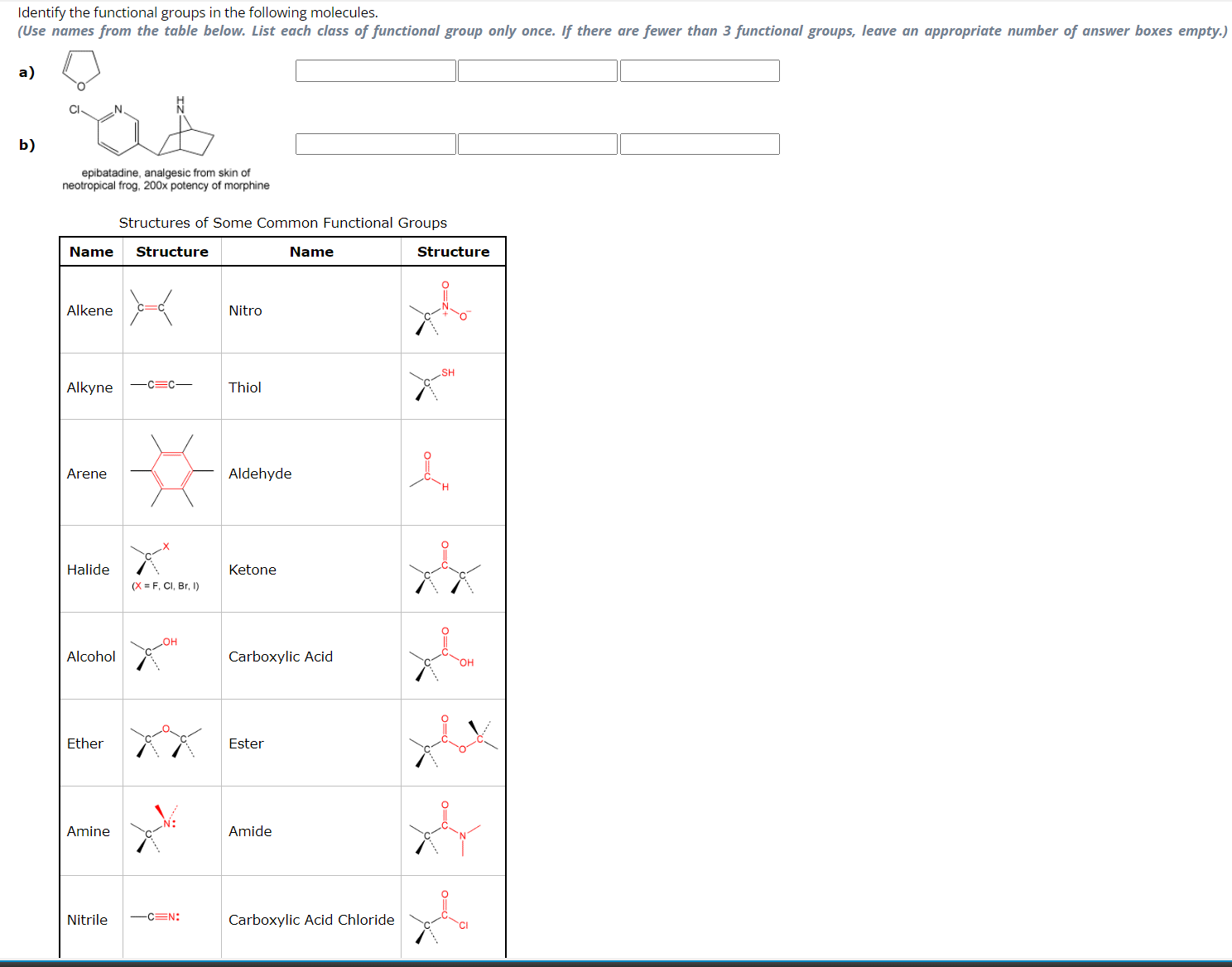 Solved Identify the functional groups in the following | Chegg.com