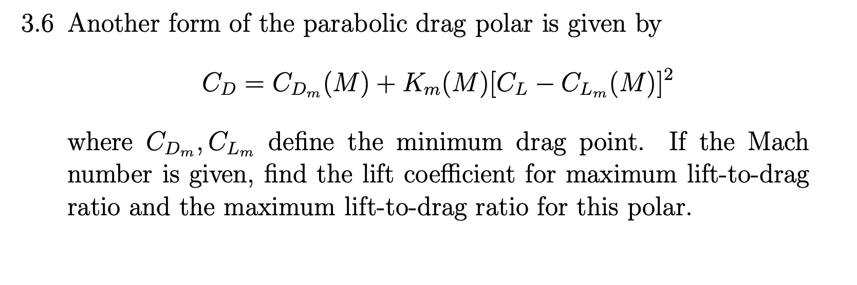 Solved 3.6 Another form of the parabolic drag polar is given