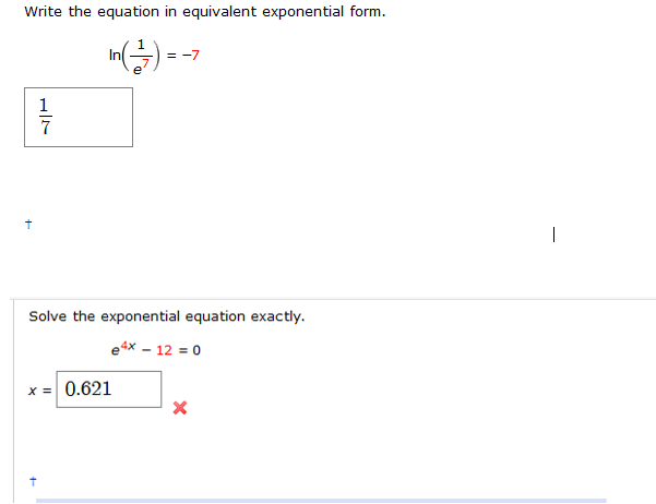 Solved Write the equation in equivalent exponential form. | Chegg.com