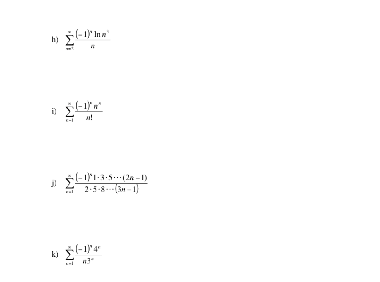 Solved h) E Σ (-1)