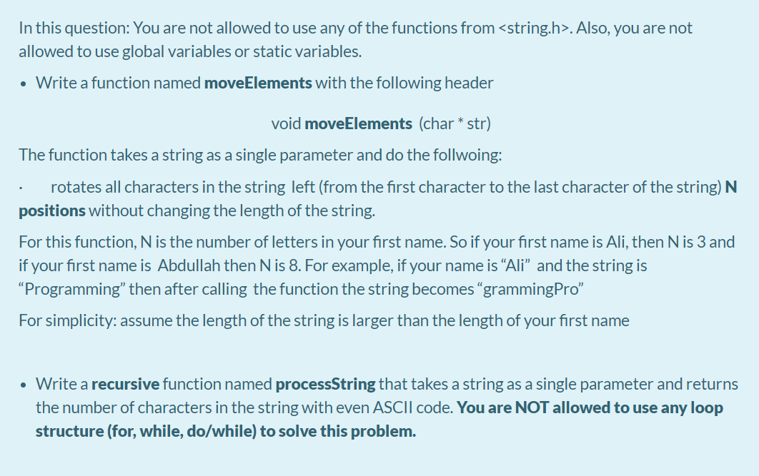 Solved In this question: You are not allowed to use any of | Chegg.com