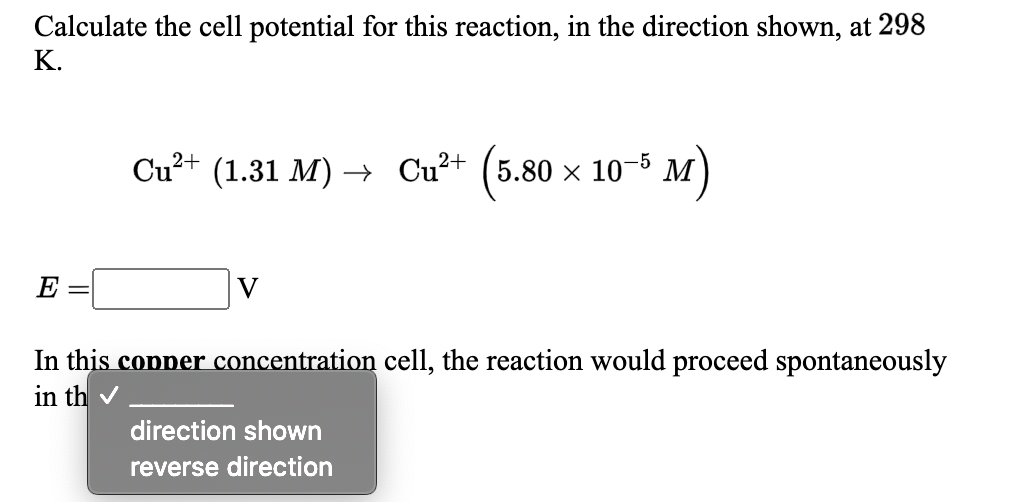 Solved Calculate The Cell Potential For This Reaction, In | Chegg.com