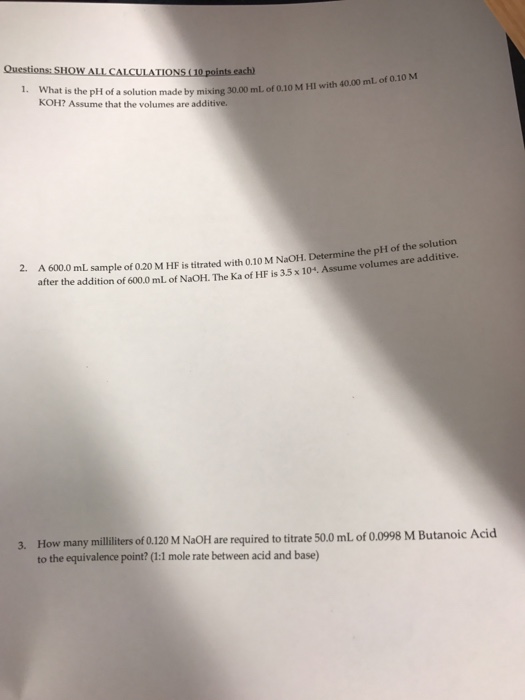 Solved What is the pH of a solution made by mixing 30.00 mL | Chegg.com