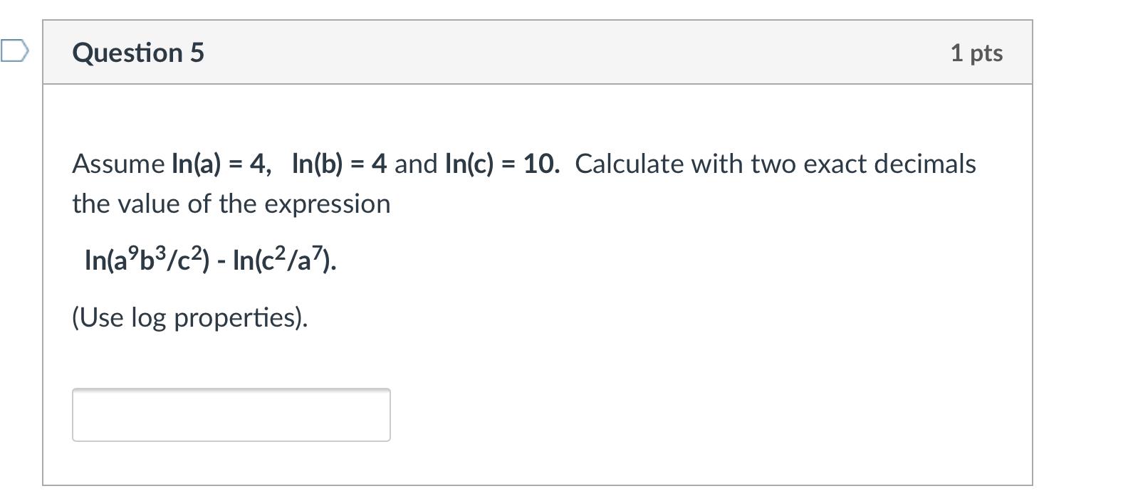 Solved Question 5 1 pts Assume In(a) = 4, In(b) = 4 and | Chegg.com