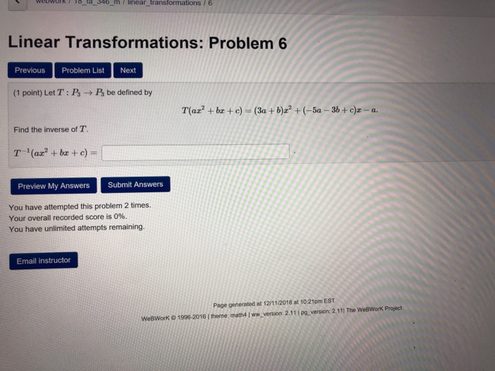 Solved webwoKT To 6 m/linear transformations/ 6 Linear | Chegg.com