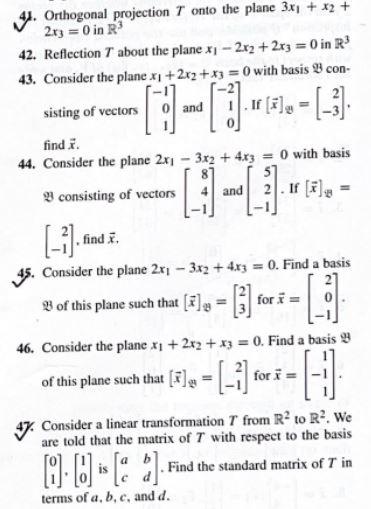 Solved 5]o - (-3) 0 9. Orthogonal projection T onto the | Chegg.com