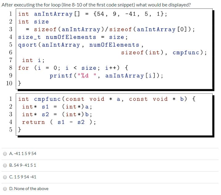 Solved After executing the for loop (line 8-10 of the first | Chegg.com