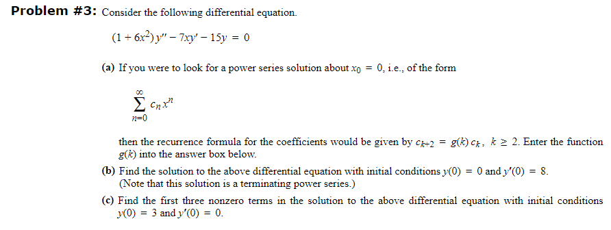 Solved Problem #3: Consider The Following Differential | Chegg.com