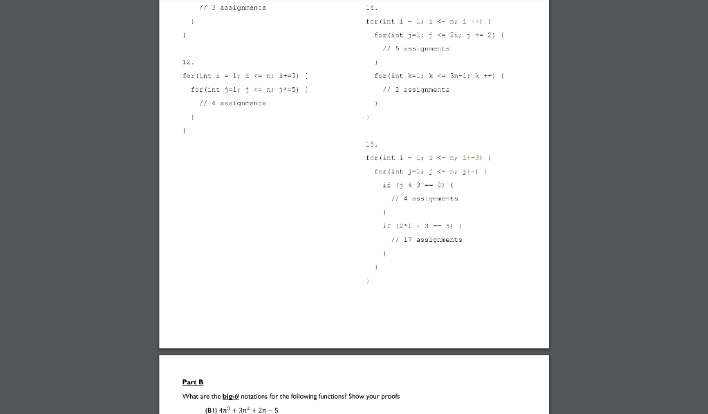 Solved Part A Analyze the following programs and show their | Chegg.com