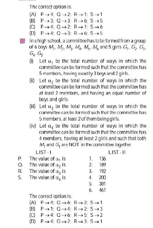 Solved The Correct Option Is: (A) P4; 2; R1; $ 1 (B) P3, Q3, | Chegg.com