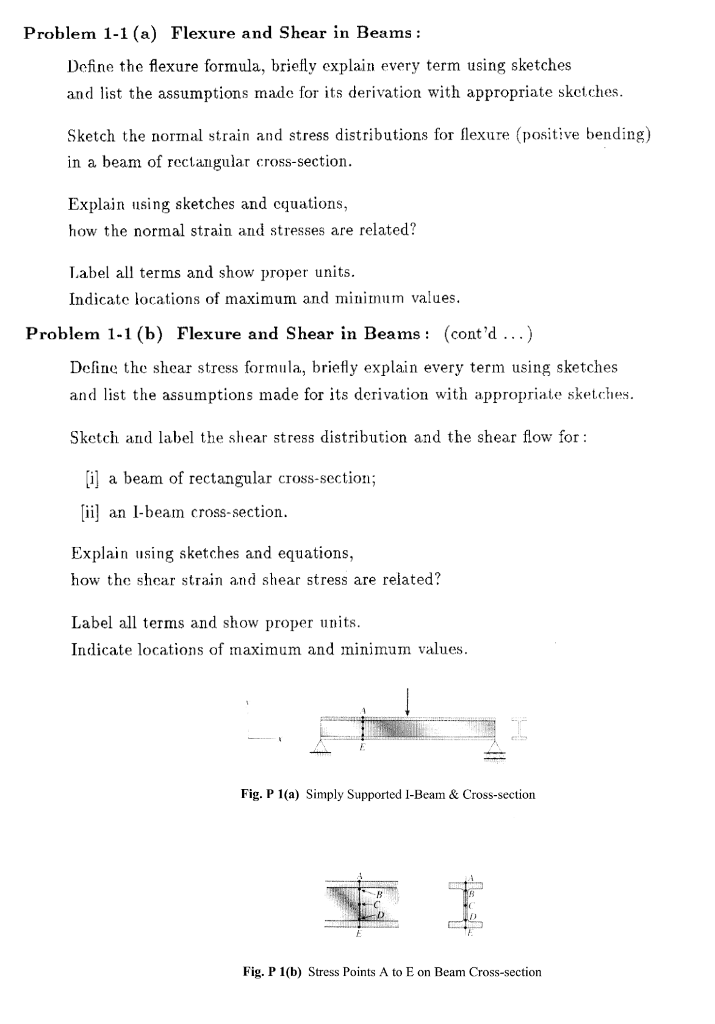 Solved Problem 11 (a) Flexure and Shear in Beams Define the