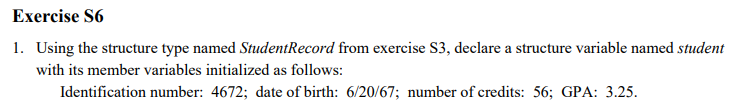 Solved 1. Declare a structure type named StudentRecord with | Chegg.com