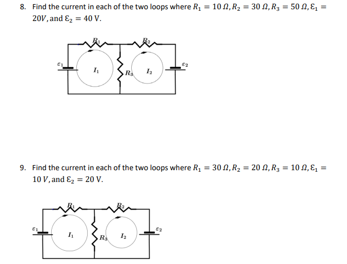 Solved = 8. Find the current in each of the two loops where | Chegg.com