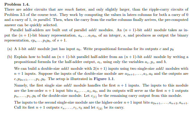 Problem 1.4. There are adder circuits that are much | Chegg.com