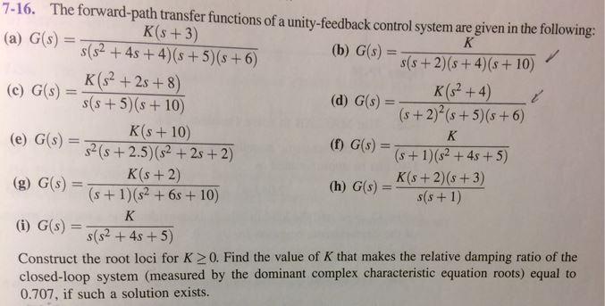 7-16. The forward-path transfer functions of a | Chegg.com