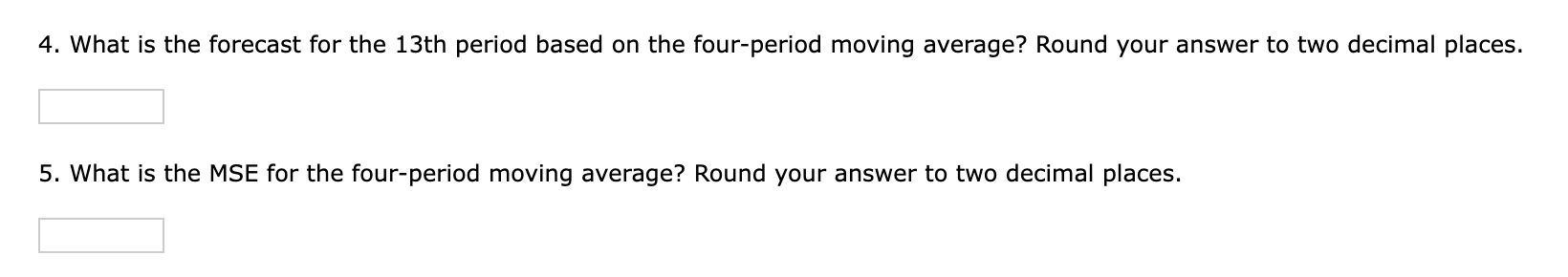 Excel Online Activity: Moving Average A retail store | Chegg.com
