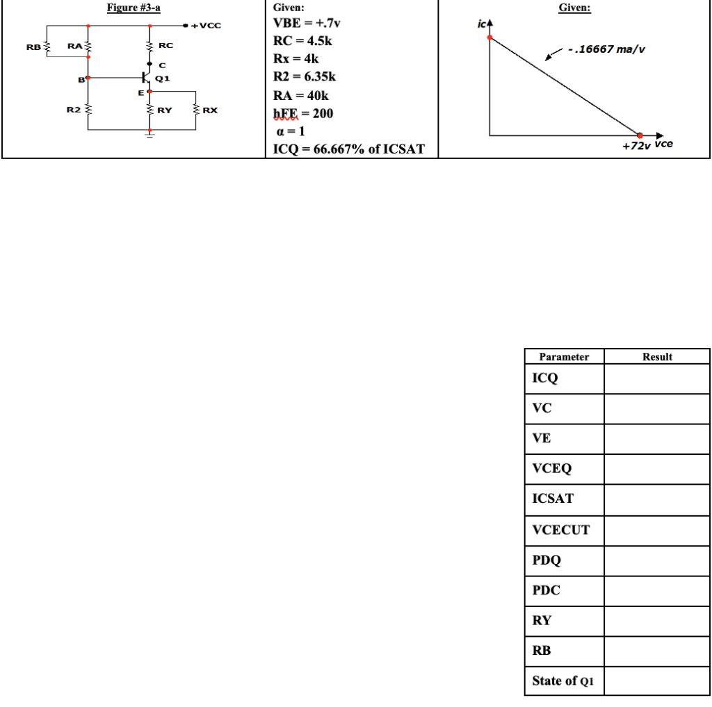 Solved Figure #3-a Given: •+VCC ic RBS RA RC -.16667 ma/v C | Chegg.com