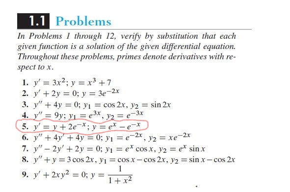 Solved 1.1 Problems In Problems 1 through 12, verify by | Chegg.com