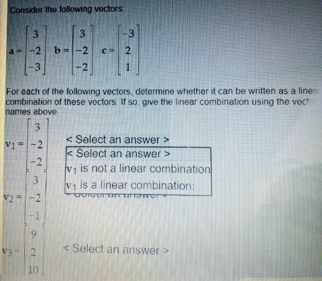 Solved Consider The Following Vectors! A B = 1-2 For Each Of | Chegg.com