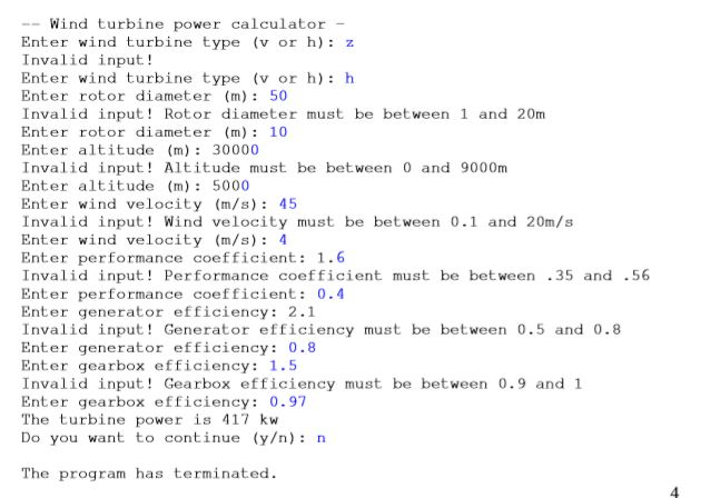Solved Code for Wind Turbine calculations under certain | Chegg.com