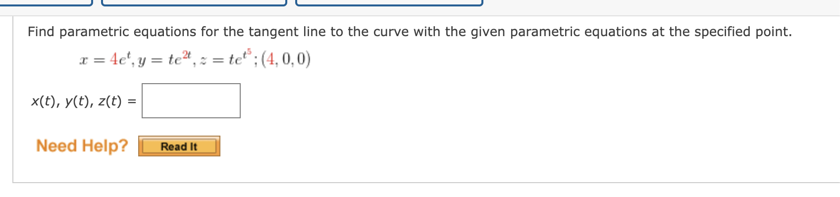 Solved Find Parametric Equations For The Tangent Line To The | Chegg.com