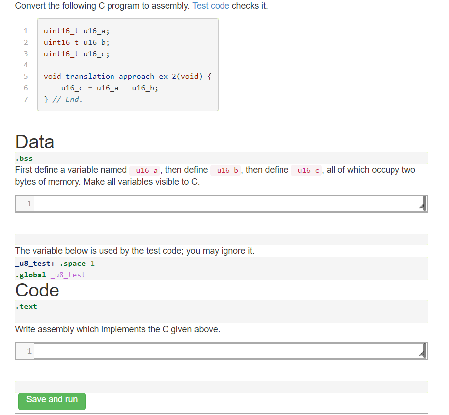 Solved Convert the following C program to assembly. Test | Chegg.com