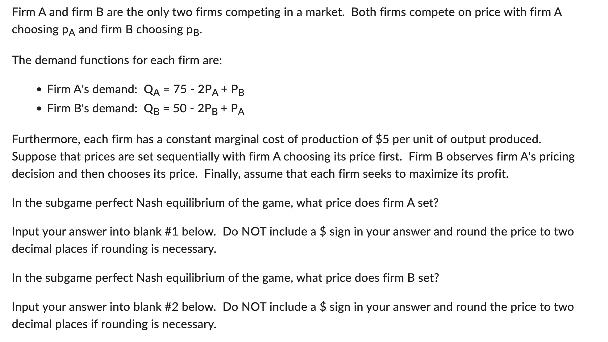 Solved Firm A And Firm B Are The Only Two Firms Competing In | Chegg.com