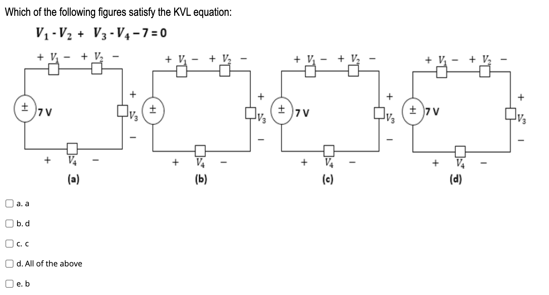 Solved Which of the following figures satisfy the KVL | Chegg.com