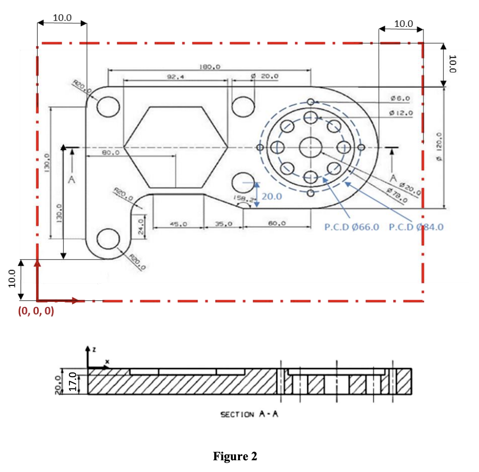 Solved 1. The bracket shown in Figure 1 is to be machined | Chegg.com