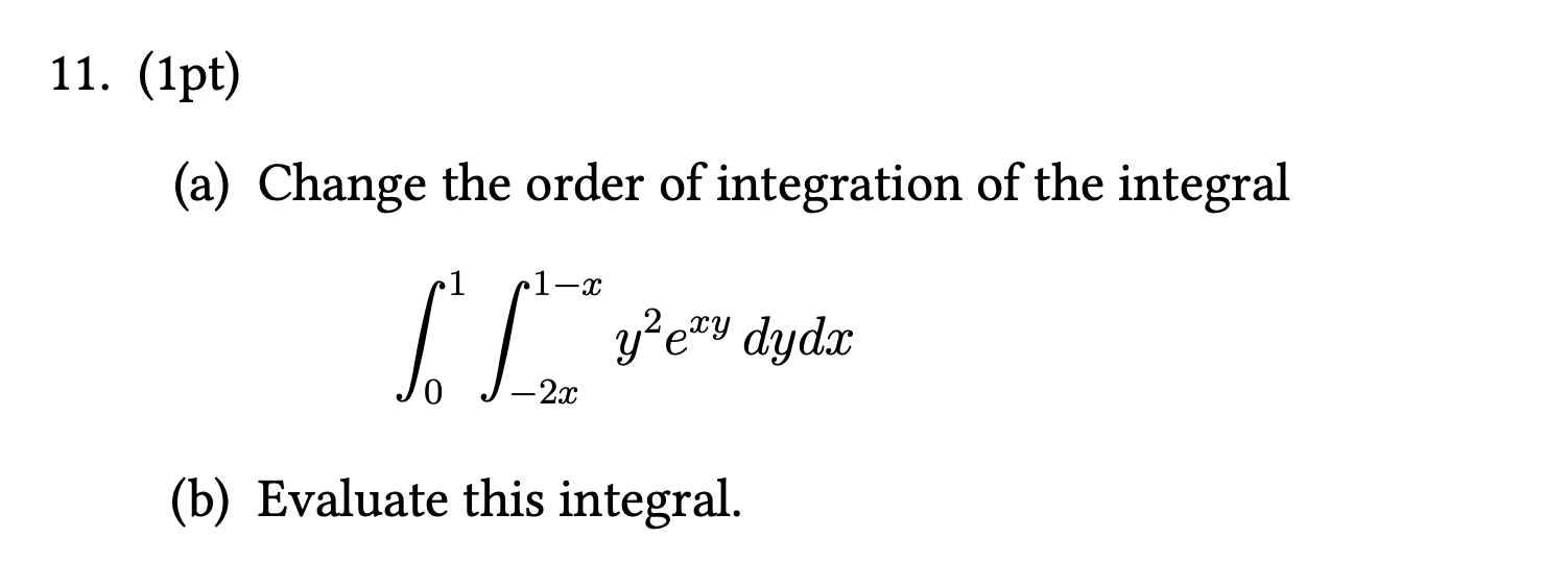 Solved Change the order of integration of the integral | Chegg.com