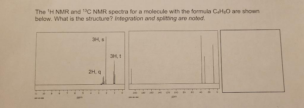 Solved The 1H NMR and 13C NMR spectra for a molecule with | Chegg.com